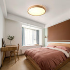 Minimalist Wood Flush Mount Ceiling Light With Round Shade