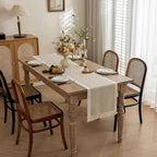 Woven Table Runner with Tassels Zigzag Textured Microfibre Dining Table Runner Farmhouse Style for Dining Table | Sideboard and Coffee Table