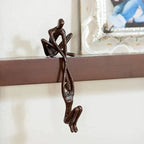 Abstract Couple Shelf Sitter Sculpture with Hanging Figure for Bookshelf