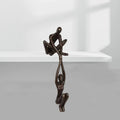 Abstract Couple Shelf Sitter Sculpture with Hanging Figure for Bookshelf