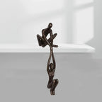 Abstract Couple Shelf Sitter Sculpture with Hanging Figure for Bookshelf
