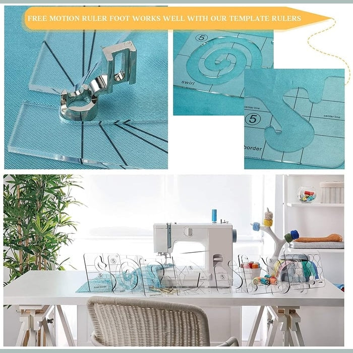 Acrylic Quilting Template Set for Free Motion Quilting with Stitch Guides