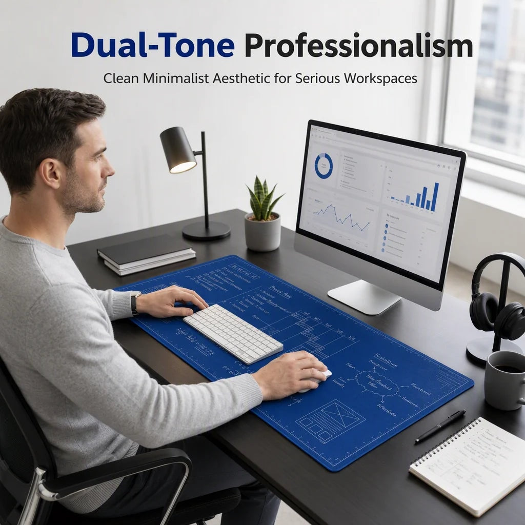 Blueprint Style Reusable Desk Mat Double Sided Dry Erase Writing Surface