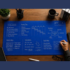 Blueprint Style Reusable Desk Mat Double Sided Dry Erase Writing Surface