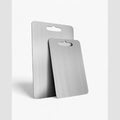 Brushed Metal Cutting Board with Titanium Finish and Handle for Kitchen Prep