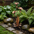 Calla Lily Garden Stake with Wind Chime Bells in Flame Treated Copper Finish