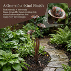 Calla Lily Garden Stake with Wind Chime Bells in Flame Treated Copper Finish