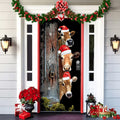 Christmas Front Door Cover Festive Fabric Door Banner for Holiday Decoration