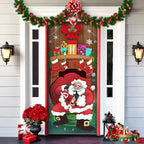 Christmas Front Door Cover Festive Fabric Door Banner for Holiday Decoration