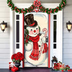 Christmas Front Door Cover Festive Fabric Door Banner for Holiday Decoration