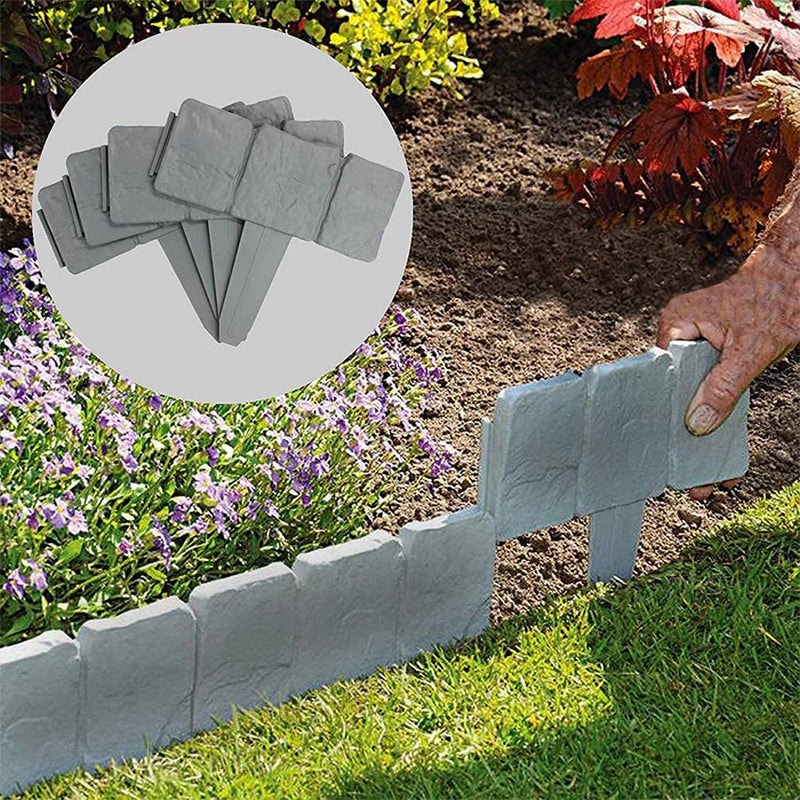 Cobblestone Effect Garden Edging Panels Interlocking Plastic Lawn Border Set