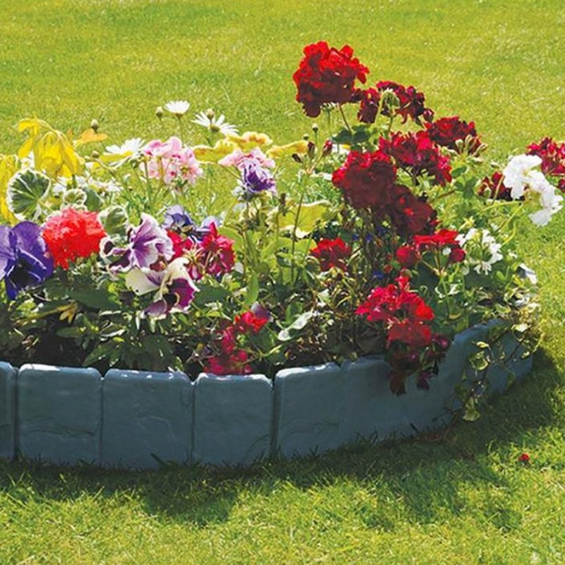 Cobblestone Effect Garden Edging Panels Interlocking Plastic Lawn Border Set