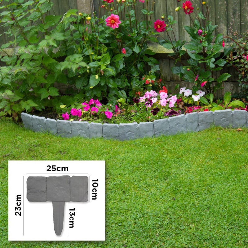 Cobblestone Effect Garden Edging Panels Interlocking Plastic Lawn Border Set