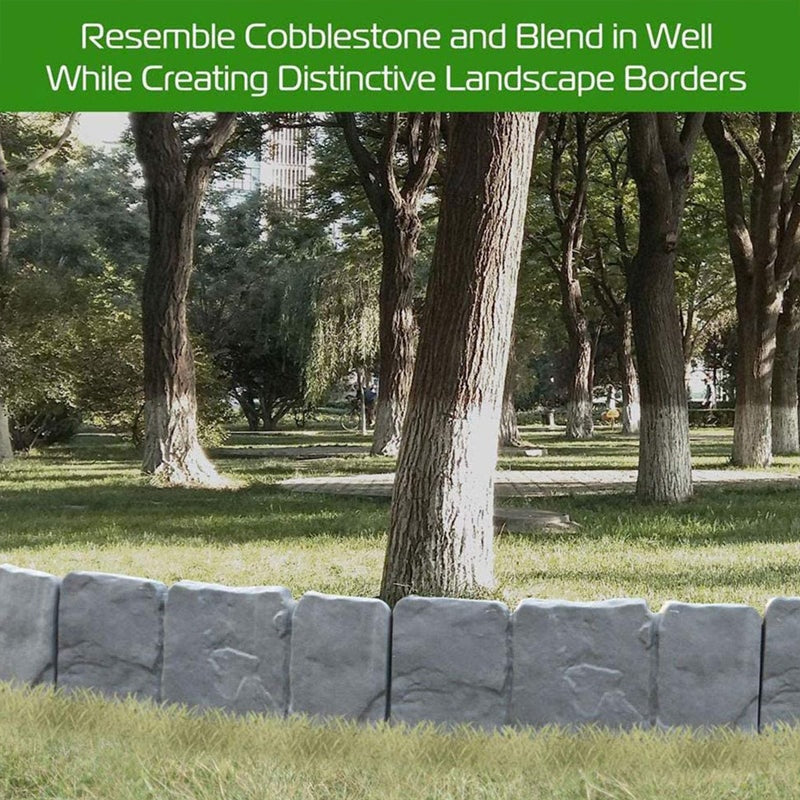 Cobblestone Effect Garden Edging Panels Interlocking Plastic Lawn Border Set