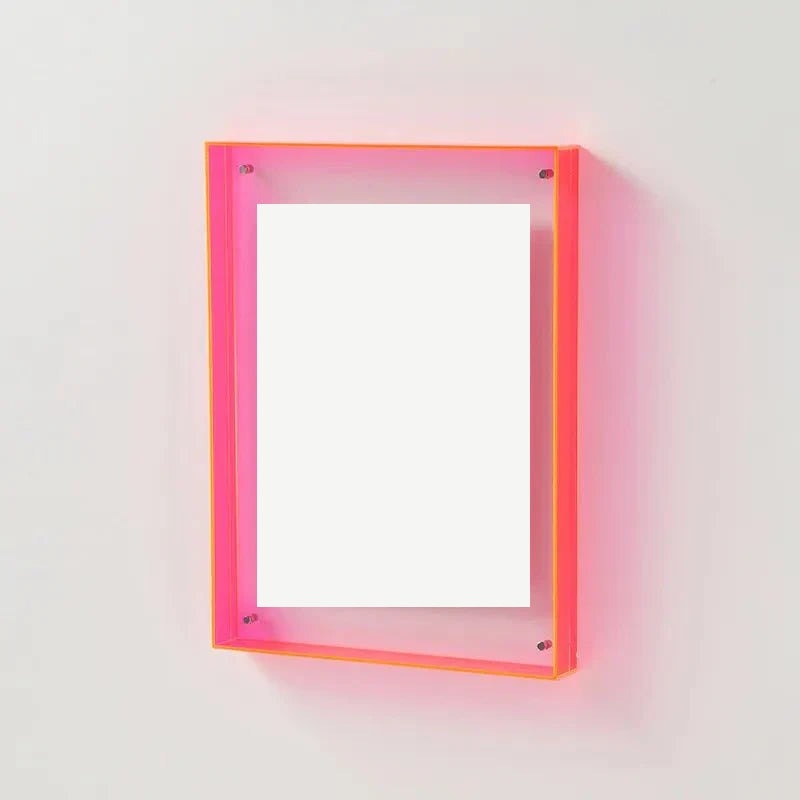 Coloured Acrylic Box Picture Frame Modern Wall Mounted Floating Photo Display