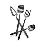 Contemporary Matte Stainless Steel Cutlery Set with Sculptural Scoop Design
