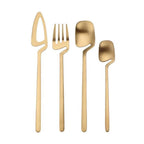 Contemporary Matte Stainless Steel Cutlery Set with Sculptural Scoop Design