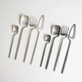 Contemporary Matte Stainless Steel Cutlery Set with Sculptural Scoop Design