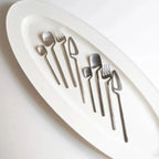 Contemporary Matte Stainless Steel Cutlery Set with Sculptural Scoop Design