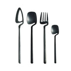 Contemporary Matte Stainless Steel Cutlery Set with Sculptural Scoop Design