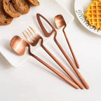 Contemporary Matte Stainless Steel Cutlery Set with Sculptural Scoop Design