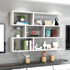 Wall Mounted Bookshelf Wooden Floating Shelf Unit Modern Wall Bookcase with Open Compartments for Books and Decor in Living Room | Study and Bedroom
