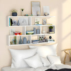 Wall Mounted Bookshelf Wooden Floating Shelf Unit Modern Wall Bookcase with Open Compartments for Books and Decor in Living Room | Study and Bedroom