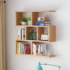 Wall Mounted Bookshelf Wooden Floating Shelf Unit Modern Wall Bookcase with Open Compartments for Books and Decor in Living Room | Study and Bedroom