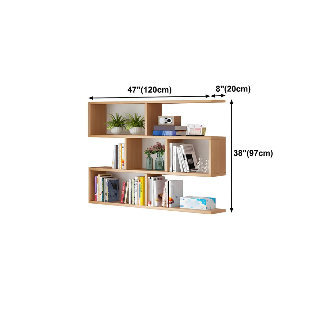 Wall Mounted Bookshelf Wooden Floating Shelf Unit Modern Wall Bookcase with Open Compartments for Books and Decor in Living Room | Study and Bedroom