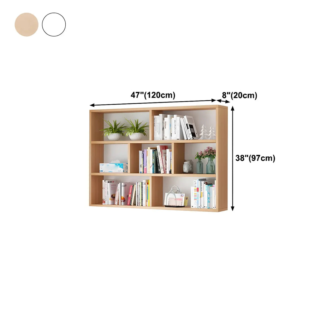 Wall Mounted Bookshelf Wooden Floating Shelf Unit Modern Wall Bookcase with Open Compartments for Books and Decor in Living Room | Study and Bedroom