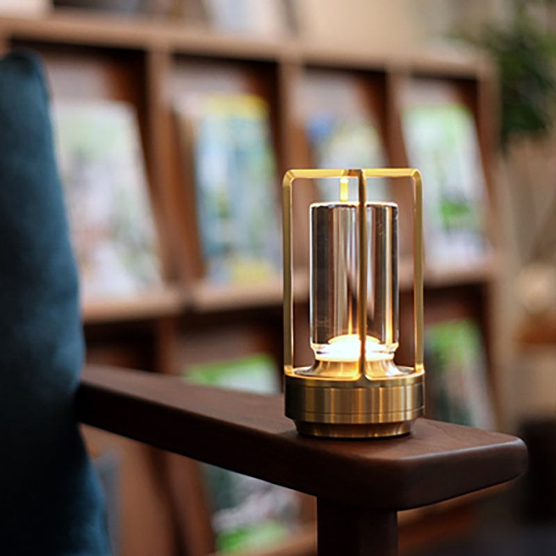 Cordless Crystal Lantern Table Lamp Rechargeable with Touch Dimmer