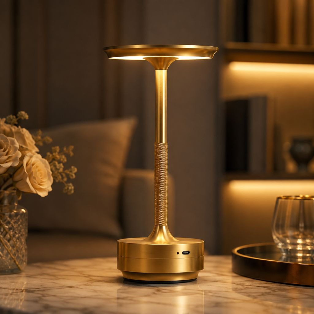 Cordless Rechargeable Aluminium LED Table Lamp with Touch Dimmer for Bedside