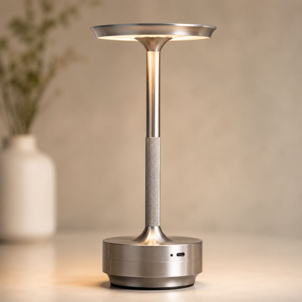 Cordless Rechargeable Aluminium LED Table Lamp with Touch Dimmer for Bedside
