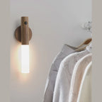 Cordless Rechargeable Wooden Wall Light with Motion Sensor and Magnetic Mount