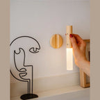 Cordless Rechargeable Wooden Wall Light with Motion Sensor and Magnetic Mount