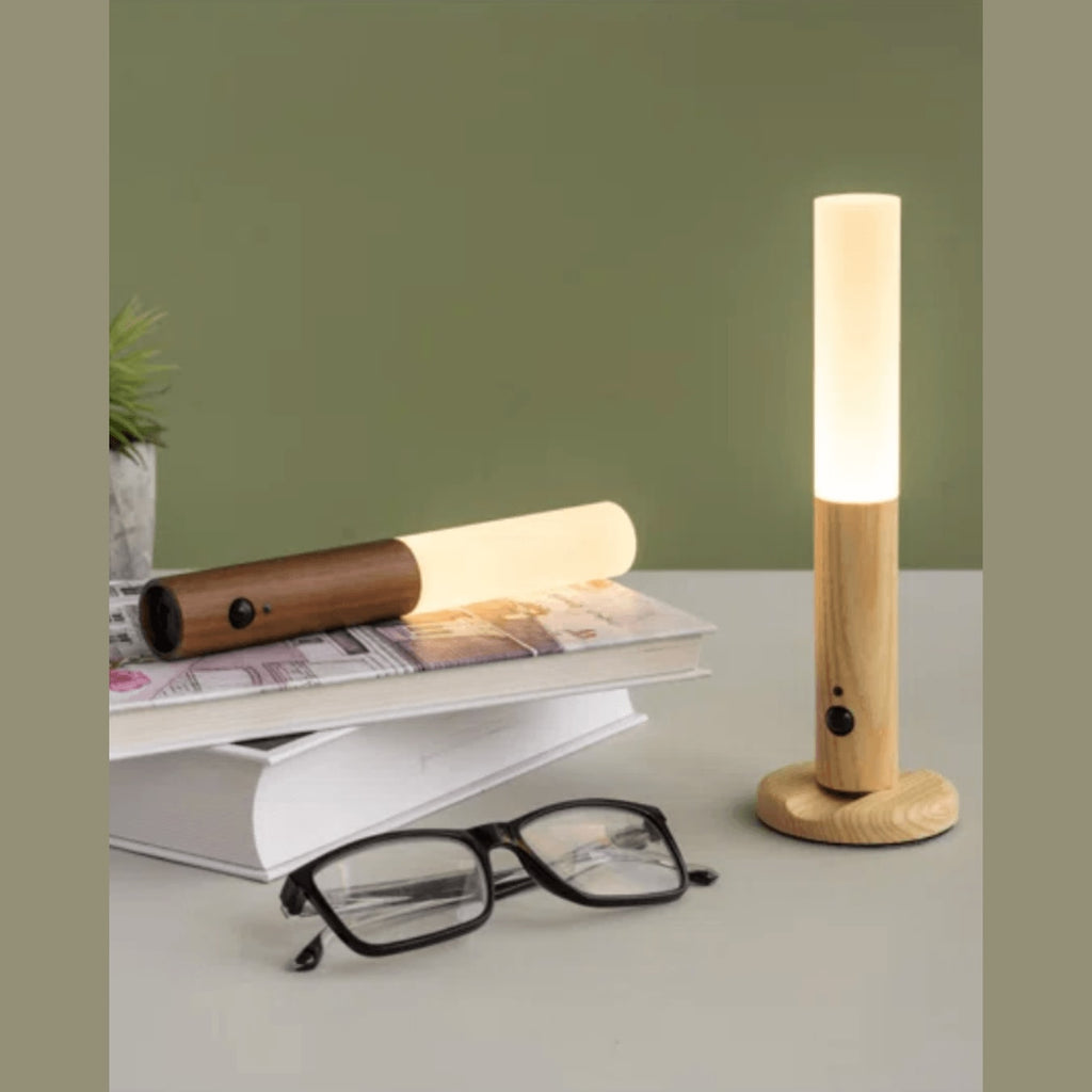 Cordless Rechargeable Wooden Wall Light with Motion Sensor and Magnetic Mount