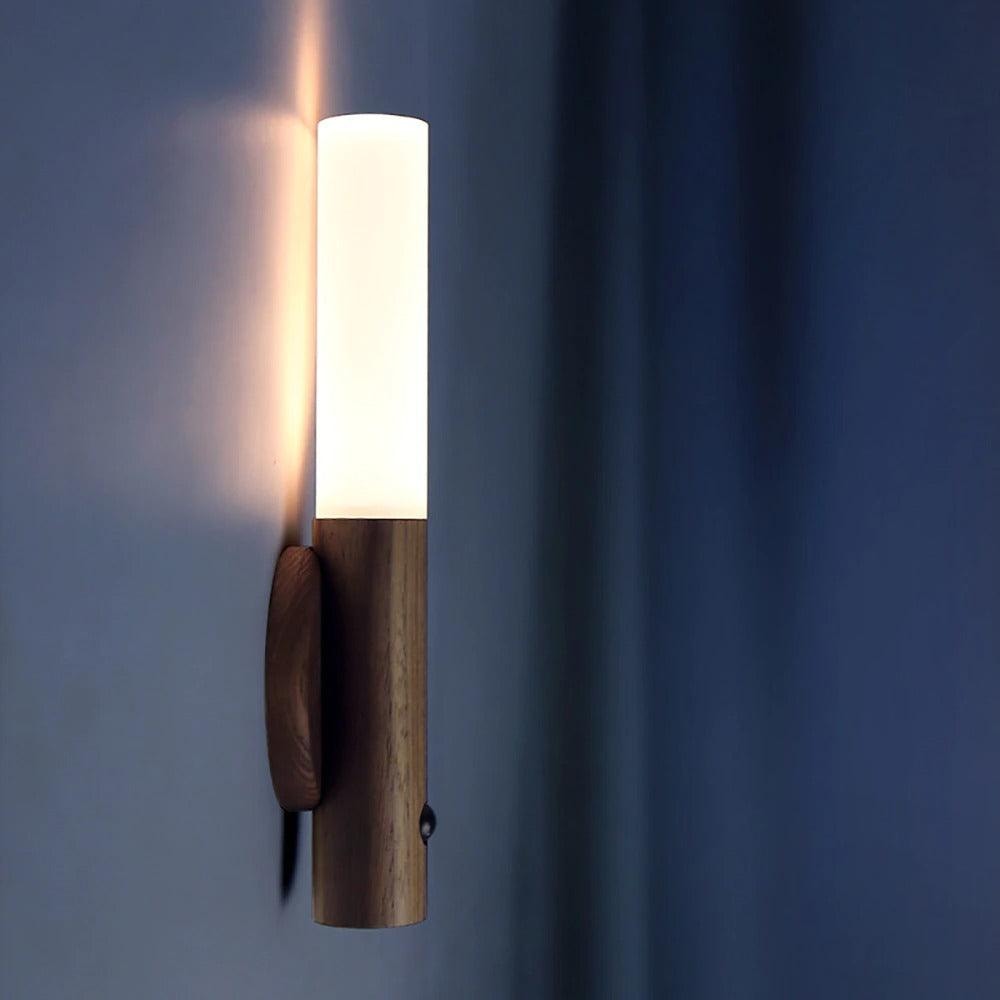 Cordless Rechargeable Wooden Wall Light with Motion Sensor and Magnetic Mount
