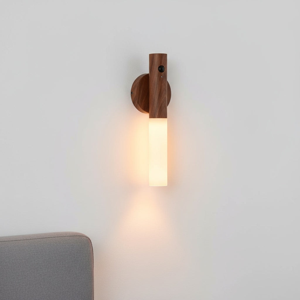 Cordless Rechargeable Wooden Wall Light with Motion Sensor and Magnetic Mount