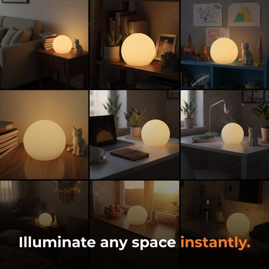 Cordless USB Rechargeable Colour Changing LED Globe Lamp with Remote Control