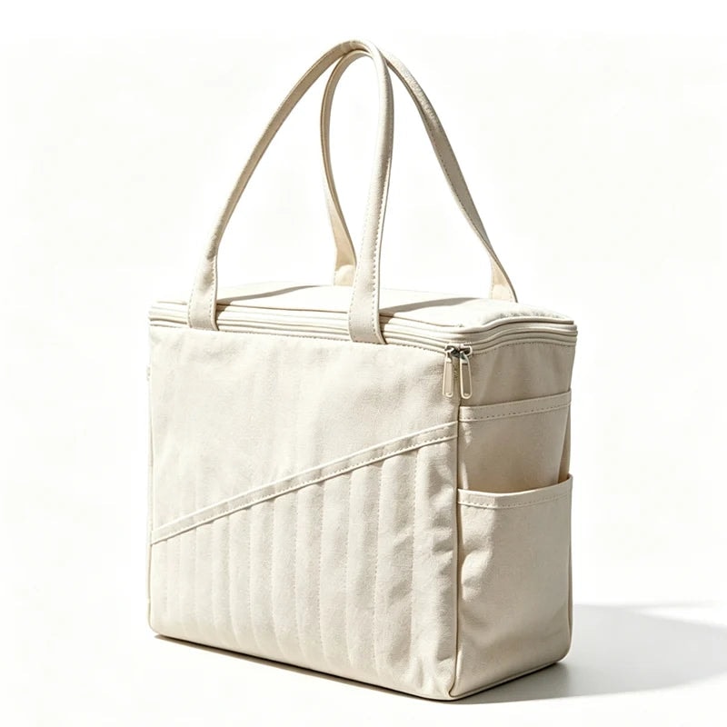 Cotton Canvas Knitting Bag with Needle Pockets and Yarn Guide for Crochet