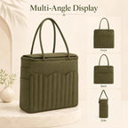 Cotton Canvas Knitting Bag with Needle Pockets and Yarn Guide for Crochet