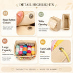 Cotton Canvas Knitting Bag with Needle Pockets and Yarn Guide for Crochet