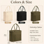 Cotton Canvas Knitting Bag with Needle Pockets and Yarn Guide for Crochet
