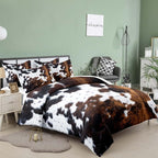 Cowhide Print Duvet Cover Set Soft Polyester Bedding with Pillowcases