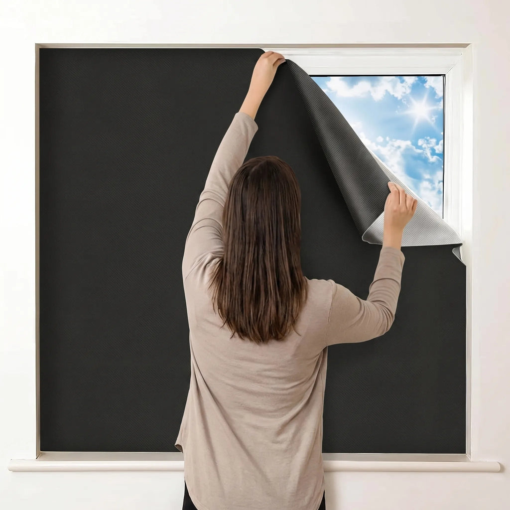 Cut to Size Blackout Window Cover with Static Cling for Bedroom Windows