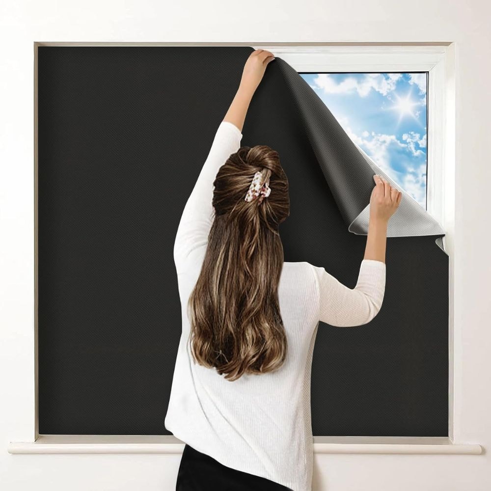 Cut to Size Blackout Window Cover with Static Cling for Bedroom Windows