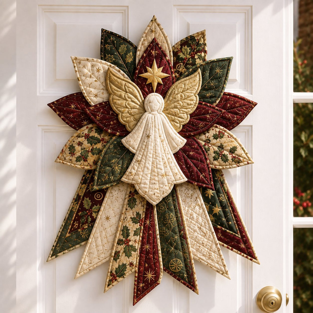 Christmas Door Hanger Sewing Kit Quilted Patchwork Wall Hanging DIY Craft Kit with Fabric | Templates and Instructions for Beginners