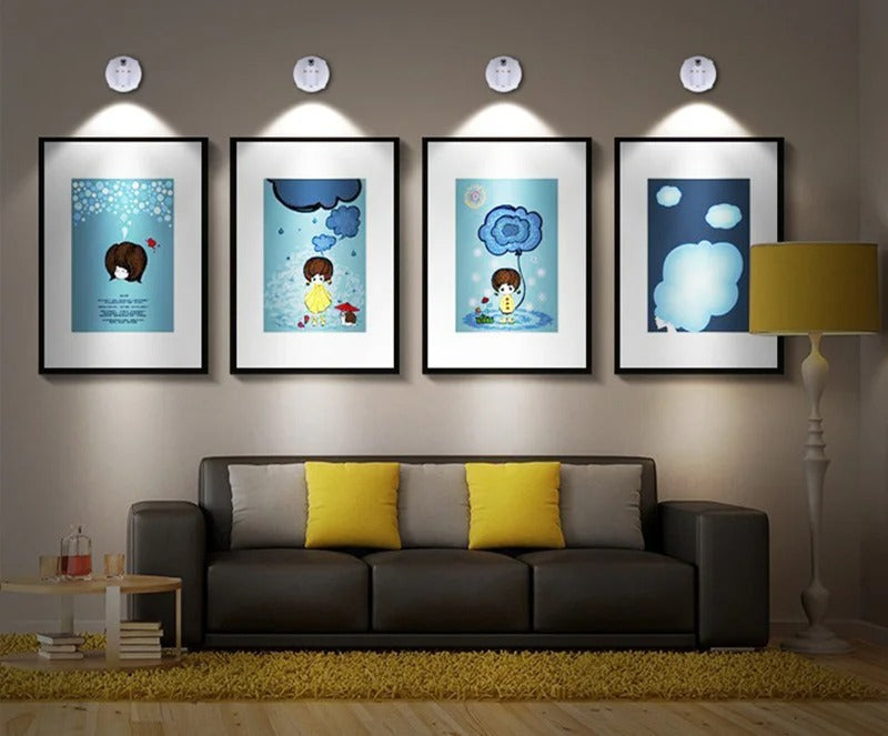 Wireless LED Spotlight Battery Operated Picture Light with Remote Control Dimmable Rotating Accent Light for Artwork | Shelves and Wardrobes