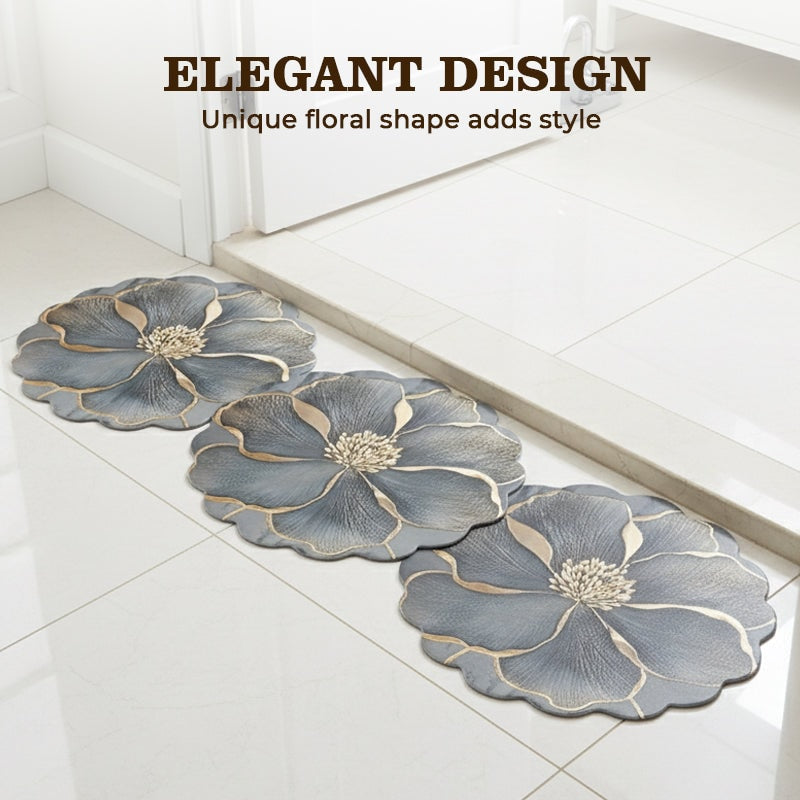 Diatomite Bath Mat Flower Shaped Quick Dry Non Slip Stone Mat for Bathroom