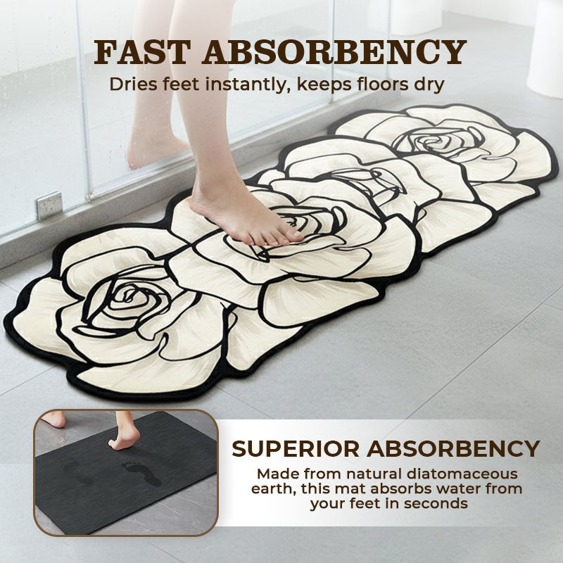 Diatomite Bath Mat Flower Shaped Quick Dry Non Slip Stone Mat for Bathroom
